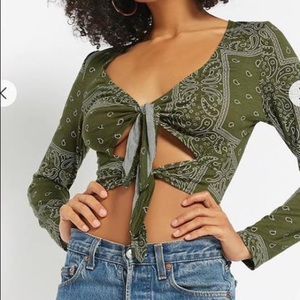 Bandanna print wrap-around crop top